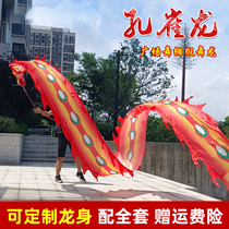 Square dance dragon color with fitness silk satin floating with adult thrower dragon with dragon head color with dragon show performance props