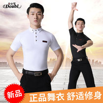 Dan Bo Luo new mens modern dance short sleeve shirt practice uniform Waltz slim Latin Dance Dance Dance clothes