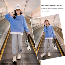 Girls Spring Autumn Fashion Suite 2022 New Girl Scout Air Han Edition Childrens Methodist Fashion Sport Two Sets Tide