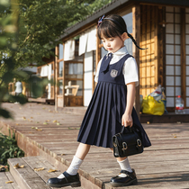  Childrens clothing Girls college style dresses Summer suit Childrens autumn clothes Autumn baby strap skirt Children jk skirt