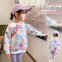 Girls sweatshirt spring new foreign air outside wearing female baby Long sleeves Spring autumn blouses Childrens fried street foreign air spring clothing