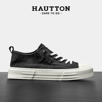 HT Haitton mens shoes 2022 Summer new low helps casual board shoes trend 100 lap black breathable sails cloth shoes