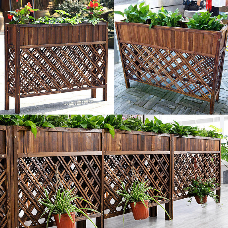 The restaurant separates the flower rack anti-corrosion wooden frame outdoor wooden fence fence courtyard garden decorated with indoor balcony flower rack
