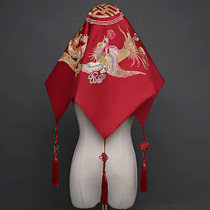 Red hijab bride Chinese embroidery cap yarn Dragon Phoenix Chengxiang Xipa tassel wedding Xiuhe clothing accessories props