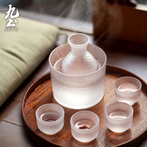 Japanese hammered glass Hulk set household hot wine bottle white wine wine warm wine Ware transparent heat-resistant small glass wine set