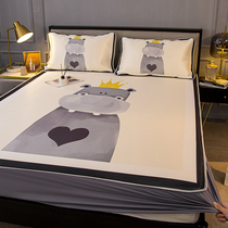 Summer washable folding ice silk mat full-inclusive bed hat three-piece set 1 5 meters home 1 8 air conditioning soft mat