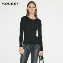 MOUSSY early spring round collar tight with long sleeves knit bottom-knit jersey woman 010EAH70-6360