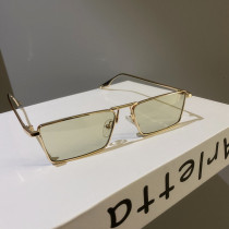 Green frame sunglasses Korean version of the new light green metal frame sunglasses female isn net red concave shape male
