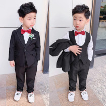 Flower boy boy suit suit three-piece set Spring and Autumn Childrens black small suit foreign boy piano performance dress