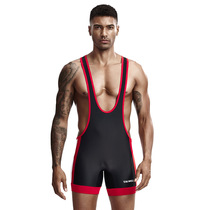 Mens low waist one-piece elastic tights camisole sexy multi-purpose training wrestling suit weightlifting suit