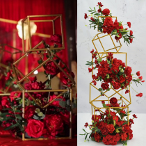 Wedding three-dimensional geometric road guide bar ornaments Wrought iron frame Shopping mall window display Hotel decoration decoration props