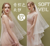 Soft mesh metal hair comb champagne bridal veil double-layer plain yarn brigade veil wedding shape veil