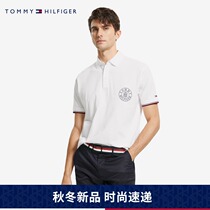 Official mens casual cotton round LOGO embroidery short sleeve crisp breathable polo shirt 18743