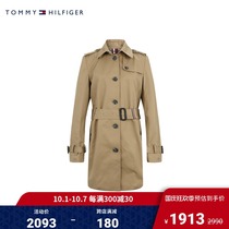 TOMMY HILFIGER women fashion trend buckle long lapel collar windbreaker WW0WW25610