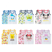 Day Ensemble Summer New Children Pure Cotton Knit Vest Male Girl Slim Fit Short T Baby Cartoon Sleeveless two pieces