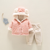 Baby cotton-padded suit 2021 new winter baby padded jacket boy plus velvet padded warm cotton coat tide