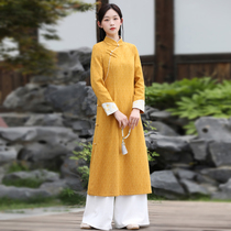 Tang suit womens Chinese style autumn and winter modified cheongsam top Chinese button retro cotton linen tea costume