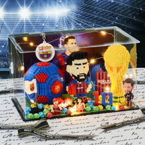 New Barca Messi hand-made peripheral ornaments Football souvenir building blocks Beckham Cristiano Ronaldo model to send boyfriend