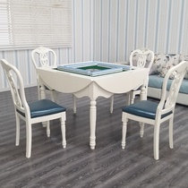 European folding solid wood mahjong table household round table automatic mahjong machine four-mouth dining table integrated dual-purpose Round Table