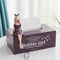  Creative girl blowing bubble tissue box decoration living room light luxury high-end pumping paper box household napkin paper box ins wind