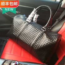 Pure Genuine Leather Single Shoulder Hand Woven Mens Bag Travel Bag Women Stars The Same Fitness Out Travel Tour Play Bag Large Capacity