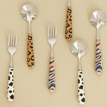 Modern housewife stainless steel cartoon spoon Fork set ice cream spoon spoon creative ceramic dessert fork spoon