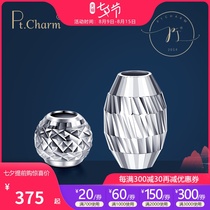 Ptcharmpt950 Platinum Pendant Passepartout Round bead barrel bead Hand beaded mens and womens necklace Bracelet Pendant
