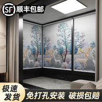 Roll curtain curtain shade lift hand draw without punching mounting waterproof toilet kitchen roll-out full cover