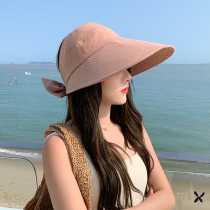 Japan UV sunscreen hat female Korean version of the wild cover the face big cornice net red fisherman hat Anti-UV sunshade empty top hat