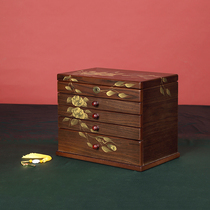 Jewelry Box Solid Wood Multilayer Lock Jewelry Jewelry Jewelry Headdress Earring Bracelet Watch Jewelry Storage Box with Mirror