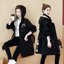 Pregnant women coat 2021 Spring and Autumn new long sleeve size loose fashion hooded casual long windbreaker cardigan tide