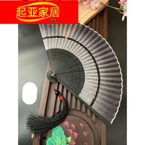 Chinese style double section fan folding cloth retro style cheongsam Hanfu small folding fan portable summer female dance