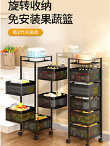 Kitchen rotating shelf kitchen special slit multifunctional vegetable basket vegetable floor multi-layer corner storage rack
