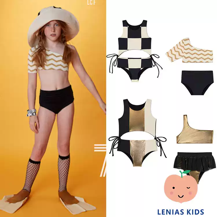 Lenias LN家LCF23SS春夏女童撞色比基尼分体泳衣套装
