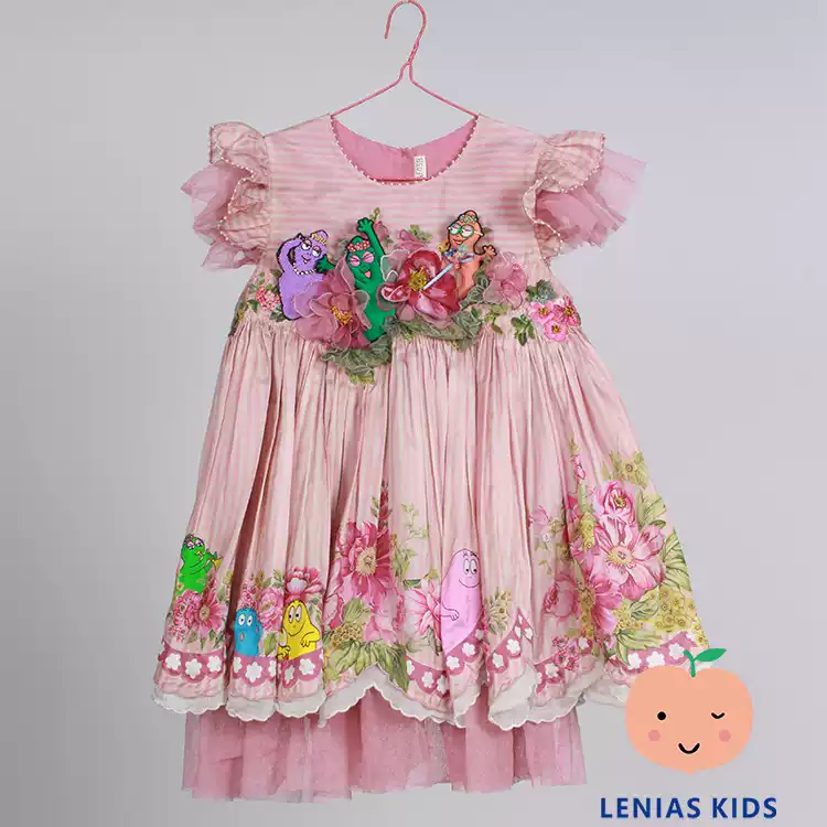 LeniasLN家Pero ×BARBAPAPA24aw秋冬手工刺绣花朵连衣裙