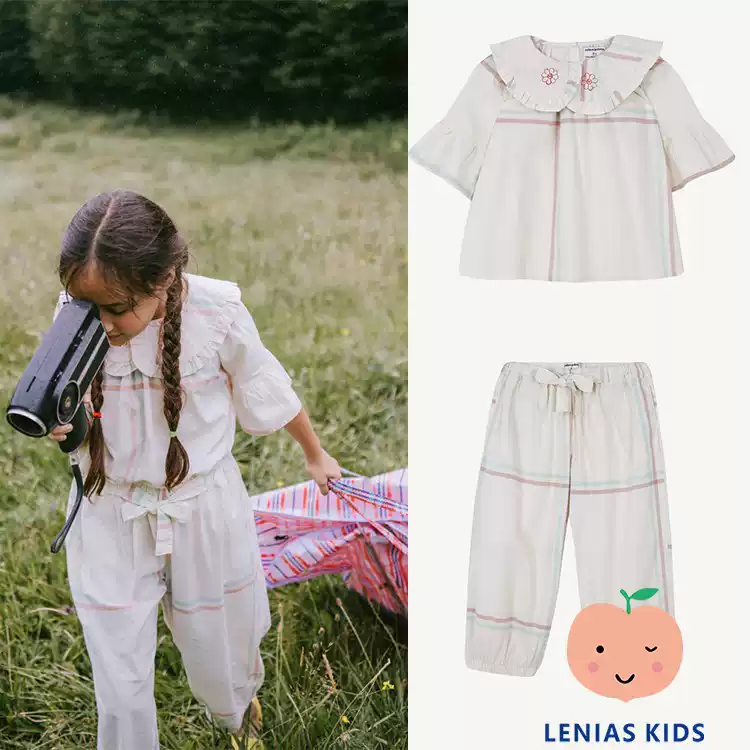 lenias LN家yellow pelota 22SS春夏新娃娃领衬衫+裤子套装