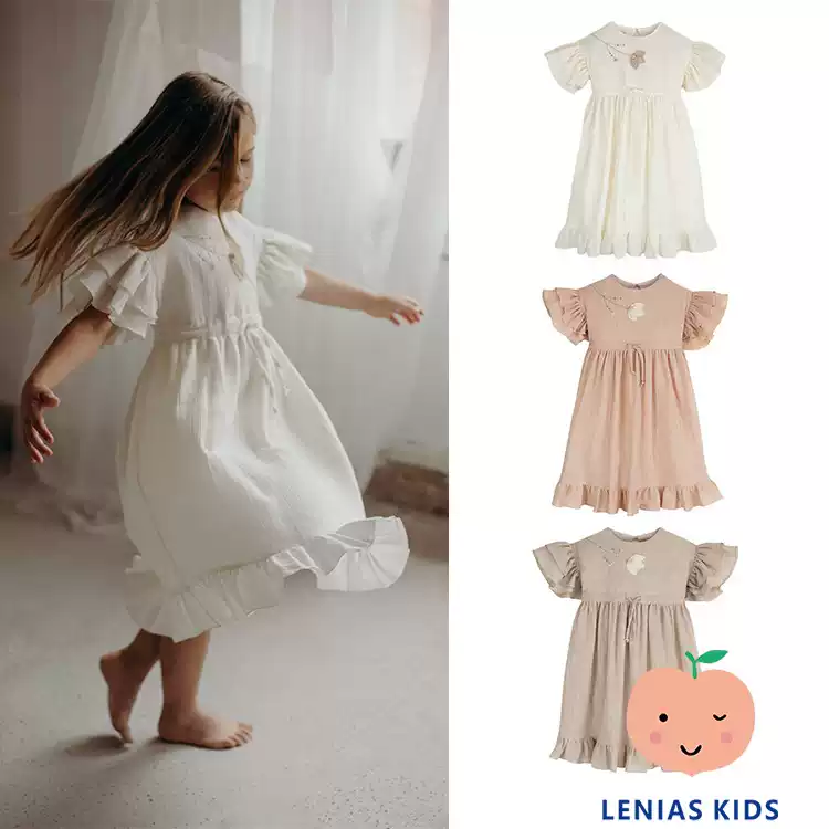 Lenias LN家 西班牙 Popelin23SS春夏女童刺绣连衣裙