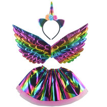 Childrens Day dance performance Girls Unicorn hairband headdress Color elf wings Angel childrens mesh skirt