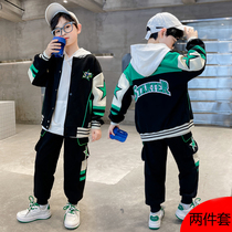 Childrens Clothing Boy Baseball Suit Sports Suit Spring Autumn New Han Style Boy Foreign Air Fried Street Clothes Children Two Sets