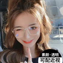 Transparent myopia mirror frame big face super light Big Frame thin and variable color height eyes