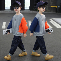 Boy necropolis suit 2022 New CUHK Tong Chun Autumn Shuai Two sets of childrens spring clothing Han version Ocean Gas Tide