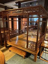 Fuliantianhong Burmese rosewood shelf bed mortise and tenon structure Ming and Qing classical solid wood carving big bed