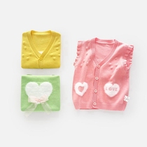 Baby waistcoat Spring autumn outside wearing female baby small vest girl knit cardio-hoodie spring children slim cropped shoulder waistcoat
