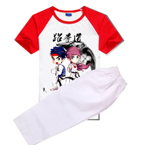 Summer Taekwondo T-shirt pure cotton short-sleeved taekwondo t-shirt quick-drying childrens taekwondo training shorts beginner clothing