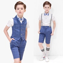 Childrens suit suit Boys suit British middle and large childrens casual three-piece suit Flower girl dress Piano performance suit