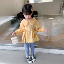 Girl Shirt 2022 Spring Dress New Foreign Air Childrens Fall Lining Clothes Baby Doll Collar Blouse Spring Autumn Cardiovert