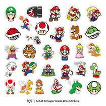  30 Mario game small stickers Personality cartoon tablet stickers suitcase skateboard decoration stickers Waterproof