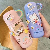 Rainbow children thermos cup children 304 stainless steel water cup Primary School students special girl heart cute kettle