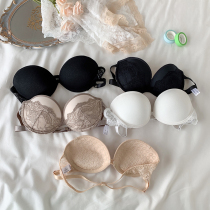 Small chest gathered underwire sexy strapless bra Lace underwear Womens summer versatile vest invisible bra