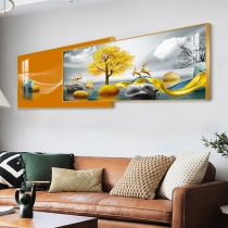 Light luxury modern minimalist sofa background wall mural atmosphere living room decoration picture-in-picture three-dimensional crystal superposition hanging painting